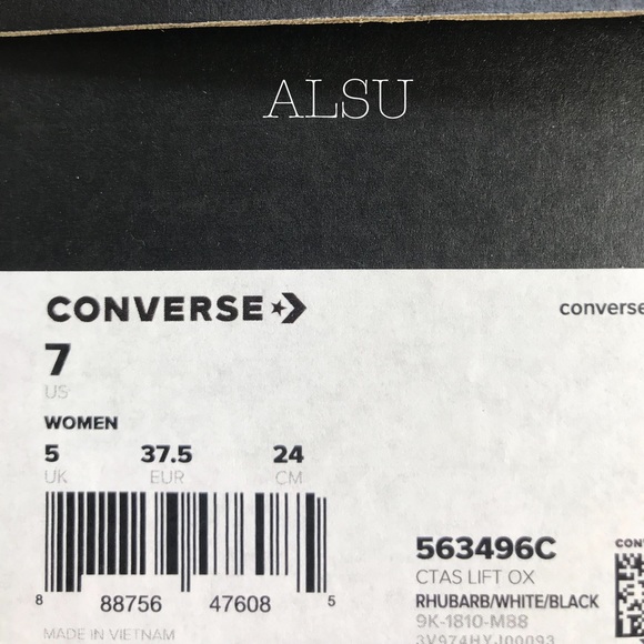 Converse Ctas Lift OX Classic Rhubarb🍷W AUTHENTIC - Picture 7 of 7